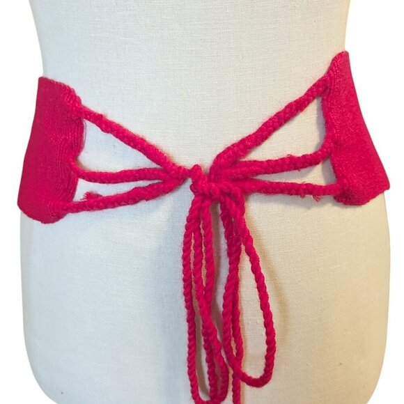 Vintage Cloth Faja Mexican Cinto Tie Wrap Statement Belt Sash Boho Minimal Wide - Picture 3 of 4